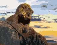 Zuty - Painting by Numbers - Lion Lying on a Rock (Al Agnew), 40X50 Cm, Canvas+Frame - Painting by Numbers