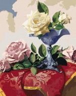 Zuty - Painting by Numbers - Still Life of White and Pink Roses on Red Tablecloth (Pieter Wagemans), - Painting by Numbers