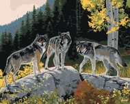 Zuty - Painting by Numbers - Wolves on a Boulder and Forest (Al Agnew), 40X50 Cm, Canvas+Frame - Painting by Numbers