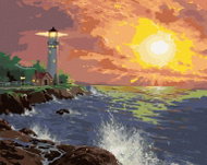 Zuty - Painting by Numbers - Lighthouse, Sea and Sunset (Abraham Hunter), 40X50 Cm, Canvas+Frame - Painting by Numbers