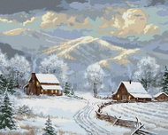 Zuty - Painting by Numbers - Houses in Winter and Mountains (Abraham Hunter), 40X50 Cm, Canvas - Painting by Numbers