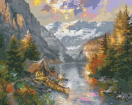 Zuty - Painting by Numbers - Canoe And Tent At The River And Mountain (Abraham Hunter), 80X100 Cm, C - Painting by Numbers