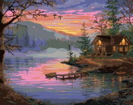 Zuty - Painting by Numbers - Pier, Lake And Sunset (Abraham Hunter), 40X50 Cm, Canvas+Frame - Painting by Numbers