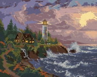 Zuty - Painting by Numbers - Lighthouse, Sea and Sunset (Abraham Hunter), 80X100 Cm, Canvas - Painting by Numbers