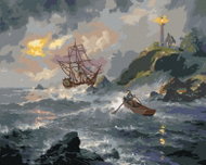 Zuty - Painting by Numbers - Ship, Lighthouse and Lifeboat (Abraham Hunter), 40X50 Cm, Canvas - Painting by Numbers
