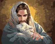 Zuty - Painting by Numbers - Jesus and the Lamb (Abraham Hunter), 40X50 Cm, Canvas+Frame - Painting by Numbers