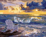 Zuty - Painting by Numbers - Beach Chair by the Sea and Sunset (Abraham Hunter), 40X50 Cm, Canvas - Painting by Numbers