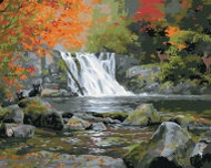 Zuty - Painting by Numbers - Waterfall and Trees for Autumn (Abraham Hunter), 40X50 Cm, Canvas+Frame - Painting by Numbers