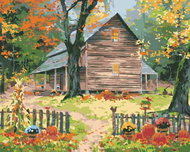 Zuty - Painting by Numbers - Pumpkins, Birds, House for Autumn (Abraham Hunter), 80X100 Cm, Canvas - Painting by Numbers