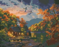 Zuty - Painting by Numbers - Duck, Lake and Autumn Trees (Abraham Hunter), 40X50 Cm, Canvas+Ra - Painting by Numbers