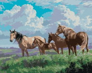Zuty - Painting by Numbers - Horses and a Foal in a Meadow (Abraham Hunter), 40X50 Cm, Canvas - Painting by Numbers