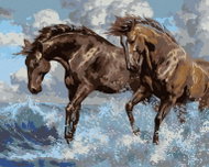 Zuty - Painting by Numbers - Horses and the Sea (Abraham Hunter), 40X50 Cm, Canvas - Painting by Numbers