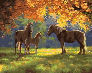 Zuty - Painting by Numbers - Horses and Foal in Spring (Abraham Hunter), 40X50 Cm, Canvas - Painting by Numbers