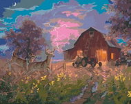 Zuty - Painting by Numbers - Deer, Tractor and Barn on a Stormy Night (Abraham Hunter), 40X50 Cm, - Painting by Numbers