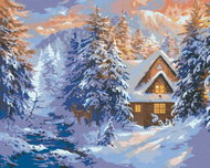 Zuty - Painting by Numbers - Deer, Cottage in the Mountains and River in Winter (Abraham Hunter), 40 - Painting by Numbers