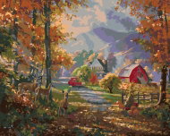 Zuty - Painting by Numbers - Deer, Farm and Autumn Trees (Abraham Hunter), 80X100 Cm, Canvas - Painting by Numbers