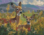 Zuty - Painting by Numbers - Deer And Hippo In Flowers And Mountains (Abraham Hunter), 40X50 Cm, Can - Painting by Numbers