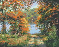 Zuty - Painting by Numbers - Deer Family at the Lake (Abraham Hunter), 80X100 Cm, Canvas - Painting by Numbers