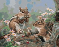 Zuty - Painting By Numbers - Chipmunk With Acorns At The Burrow And Ladybug (Abraham Hunter), 40X50  - Painting by Numbers