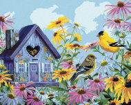 Zuty - Painting by Numbers - Bird, Cubs in a Box and Flowers (Abraham Hunter), 40X50 Cm, Canvas+Fram - Painting by Numbers