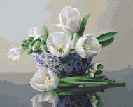 Zuty - Painting By Numbers - Still Life White Tulips In Blue And White Bowl (Pieter Wagemans), 40X50 - Painting by Numbers