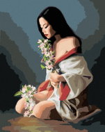 Zuty - Painting by Numbers - Girl in a Bathrobe and White Flowers (Pieter Wagemans), 40X50 Cm, Canva - Painting by Numbers