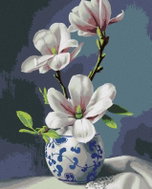 Zuty - Painting by Numbers - Still Life Magnolia in White and Blue Vase (Pieter Wagemans), 40X50 Cm, - Painting by Numbers