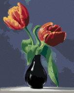 Zuty - Painting By Numbers - Still Life Tulips In Black Vase On Marble Slab (Pieter Wagemans), 40X - Painting by Numbers