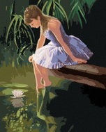 Zuty - Painting by Numbers - Girl Sitting by a Pond and a Water Lily (Pieter Wagemans), 40X50 Cm, Ca - Painting by Numbers