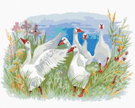 Zuty - Painting by Numbers - Geese on the Farm, 80X100 Cm, Canvas+Frame - Painting by Numbers