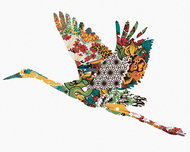 Zuty - Painting by Numbers - Stork With Ornaments, 40X50 Cm, Canvas+Frame - Painting by Numbers