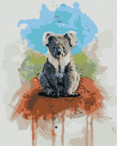 Zuty - Painting by Numbers - Koala on Colored Background, 40X50 Cm, Canvas+Frame - Painting by Numbers - Main image