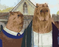 Zuty - Painting by Numbers - Capybaras American Gothic, 80X100 Cm, Canvas - Painting by Numbers