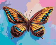 Zuty - Painting by Numbers - Colorful Butterfly on Pink and Blue Background, 40X50 Cm, Canvas+Frame - Painting by Numbers