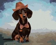 Zuty - Painting by Numbers - Dachshund With Hat, 80X100 Cm, Canvas - Painting by Numbers