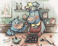 Zuty - Painting by Numbers - Hippo Cooking, 80X100 Cm, Canvas - Painting by Numbers