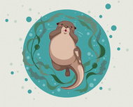 Zuty - Painting by Numbers - Merry Otter Ii, 40X50 Cm, Canvas+Frame - Painting by Numbers