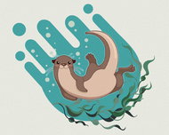 Zuty - Painting by Numbers - Merry Otter, 80X100 Cm, Canvas+Frame - Painting by Numbers