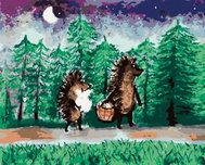 Zuty - Painting by Numbers - Hedgehog and his friend on the mushroom, 40X50 Cm, Canvas - Painting by Numbers