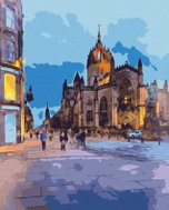 Zuty - Painting by Numbers - View of St. Giles Cathedral in Edinburgh, 40X50 Cm, Canvas+Frame - Painting by Numbers