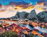 Zuty - Painting by Numbers - Evening Panorama of the City of Omis, 80X100 Cm, Canvas+Frame - Painting by Numbers