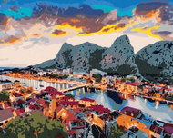 Zuty - Painting by Numbers - Evening Panorama of the City of Omis, 40X50 Cm, Canvas+Frame - Painting by Numbers