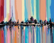 Zuty - Painting by Numbers - Night City in Rainbow Colours, 40X50 Cm, Canvas+Frame - Painting by Numbers