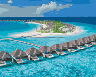 Zuty - Painting by Numbers - Paradise in the Maldives, 80X100 Cm, Canvas+Frame - Painting by Numbers