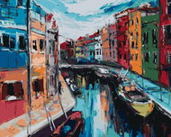 Zuty - Painting by Numbers - Houses in Burano, 40X50 Cm, Canvas - Painting by Numbers