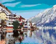 Zuty - Painting by Numbers - Hallstatt At Lake In The Alps, 40X50 Cm, Canvas - Painting by Numbers