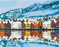 Zuty - Painting by Numbers - Town of Bergen in Norway, 80X100 Cm, Canvas+Frame - Painting by Numbers