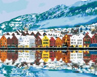 Zuty - Painting by Numbers - Town of Bergen in Norway, 40X50 Cm, Canvas - Painting by Numbers