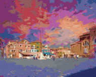 Zuty - Painting by Numbers - Square on the Island Burano, 40X50 Cm, Canvas - Painting by Numbers