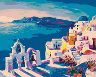 Zuty - Painting by Numbers - Santorini With Bells, 40X50 Cm, Canvas+Frame - Painting by Numbers